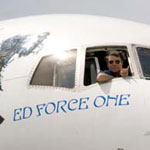 The cockpit of Ed Force One on the ground in Australia