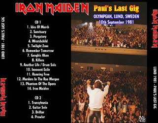 Back cover of Iron Maiden - Lund