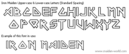 A sample of text in the Iron Maiden font