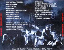 Back cover of Iron Maiden - Ruskin Arms 79