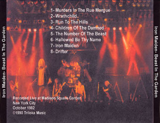 Back cover of Iron Maiden - Beast In The Garden
